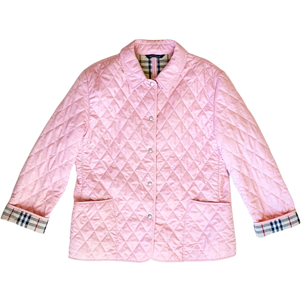 Burberry Blush Pink Quilted Button Down Jacket XL